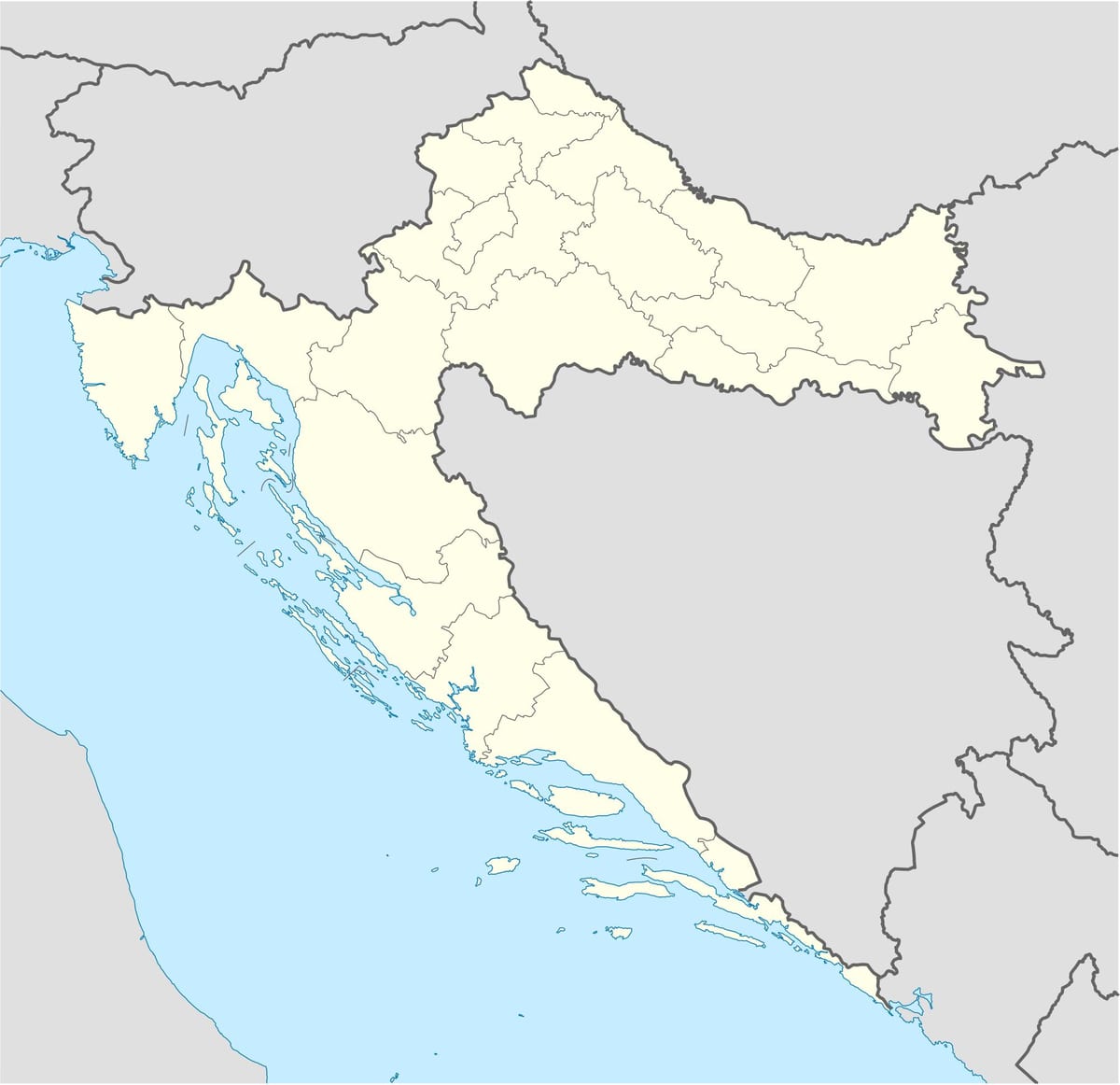 kort af króatíu ótengdur