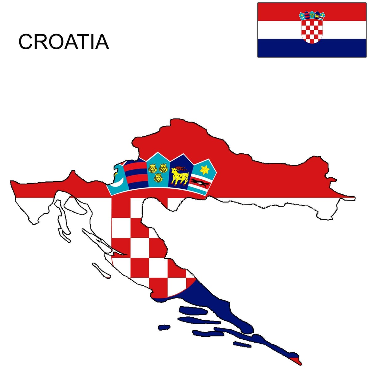 króatíu kort fána