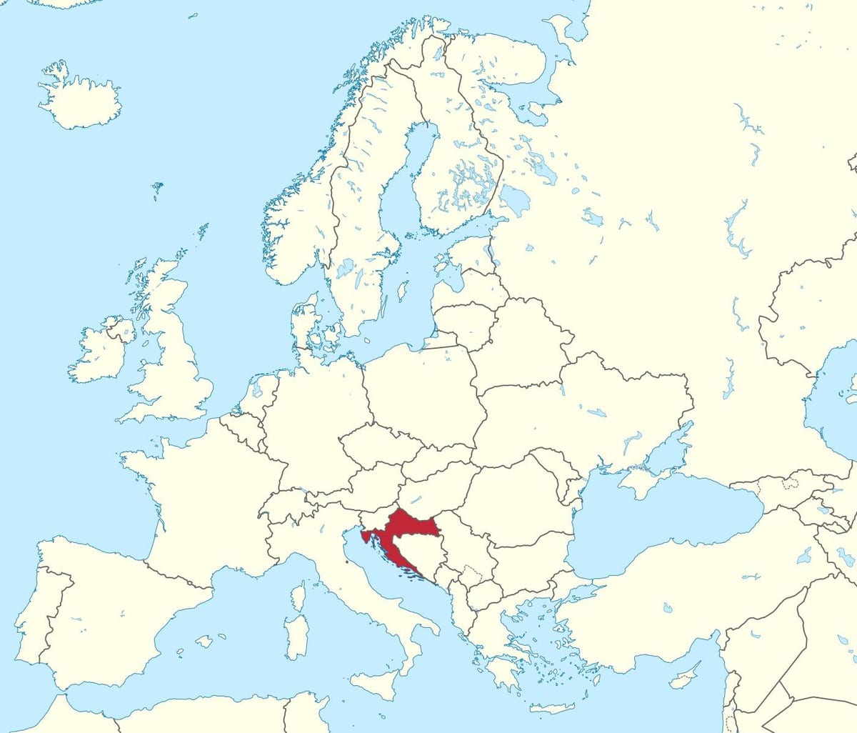 króatíu í kort af evrópu