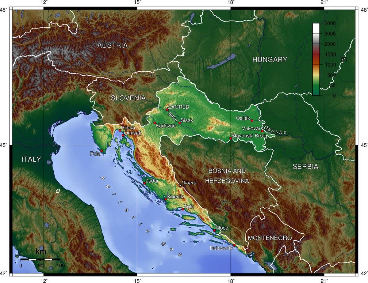 kort af króatíu landslaginu 