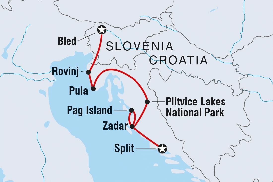 plitvice króatíu kort