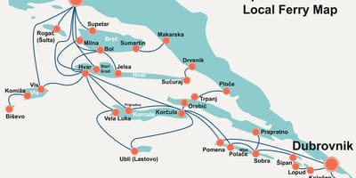 Kort af króatisku strandlengju