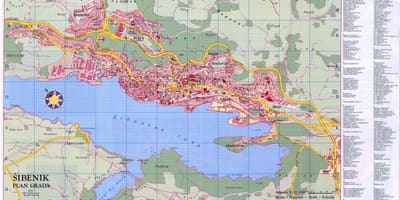 Kort af sibenik króatíu